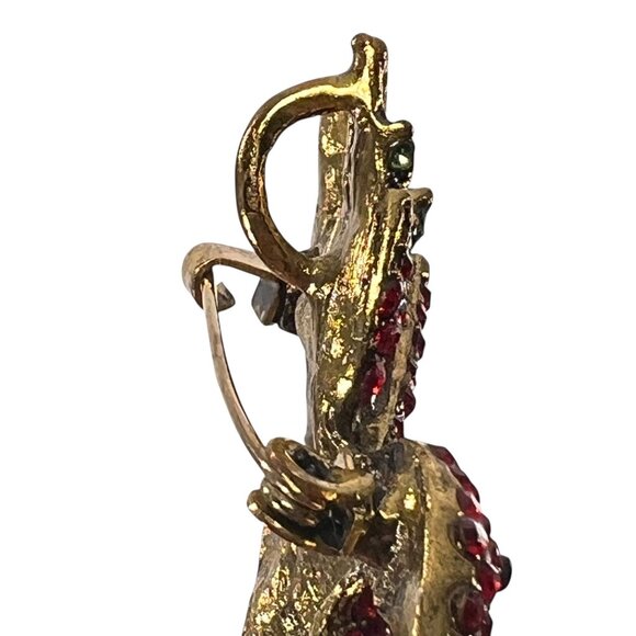 Vtg Hummingbird Brooch Pin Pendant Rhinestones Red Green Blue Estate Jewelry - Picture 7 of 9